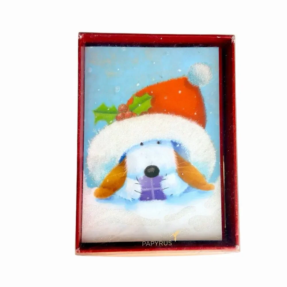 New PAPYRUS Lot of 4 Christmas Cards Embellished Glitter Keepsake Gold Seals New
